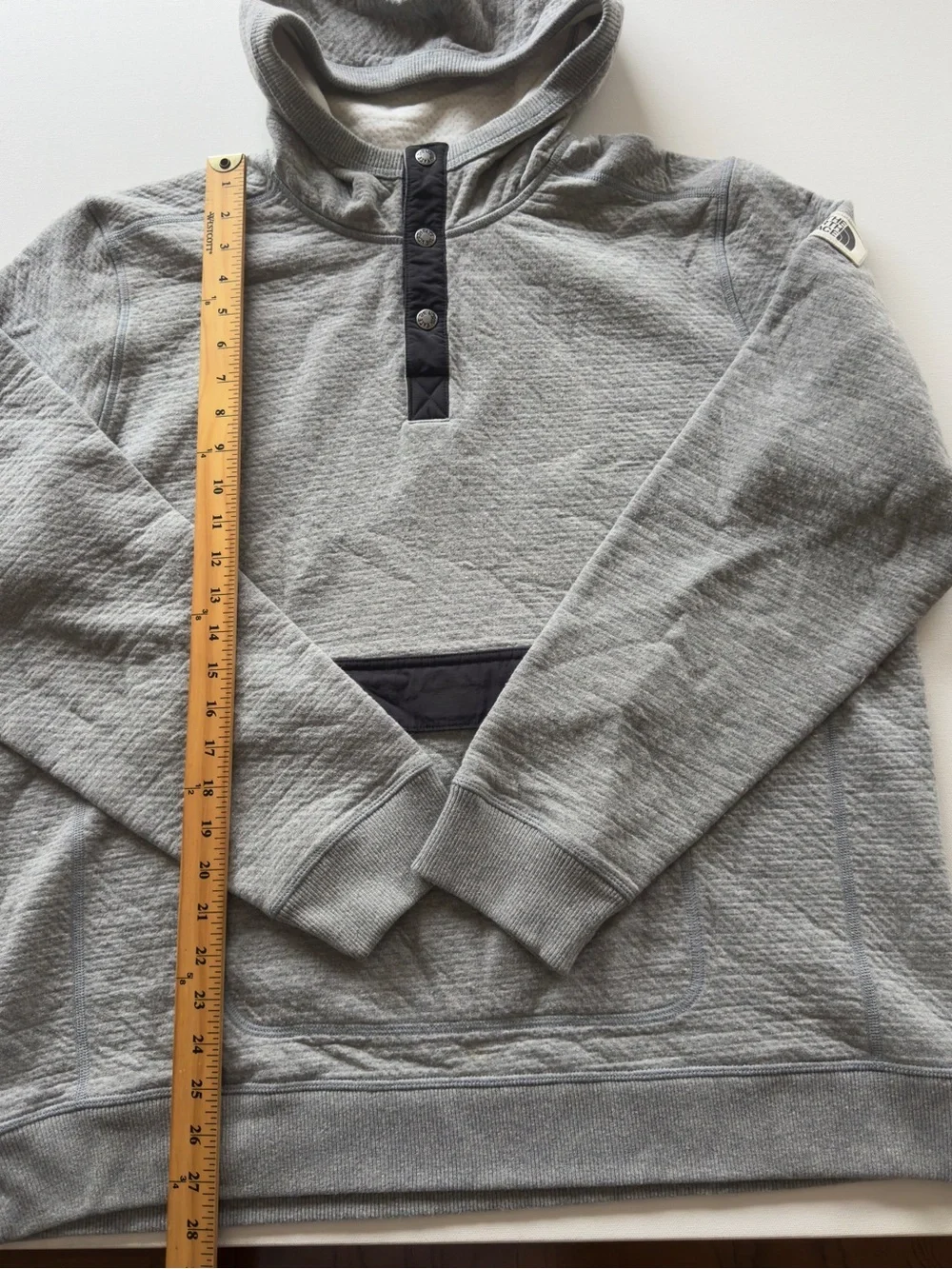 EUC Men's The North Face Heather Gray Fleece 3/4 Snap Up Pullover Size XL (KB9)
